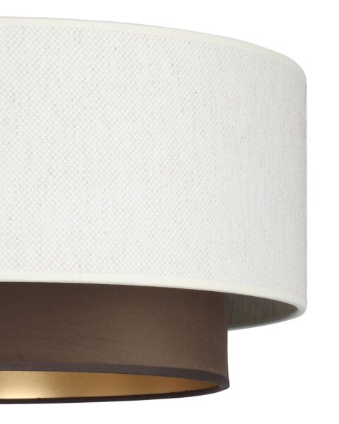 Deckenlampe Stoff Weiß Braun Gold E27 Ø45 cm wohnlich