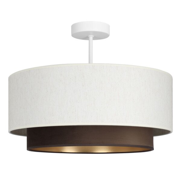 Deckenlampe Stoff Weiß Braun E27 Ø45 cm gemütlich