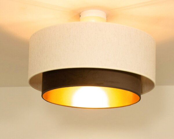 Deckenlampe Stoff Weiß Braun E27 Ø45 cm gemütlich