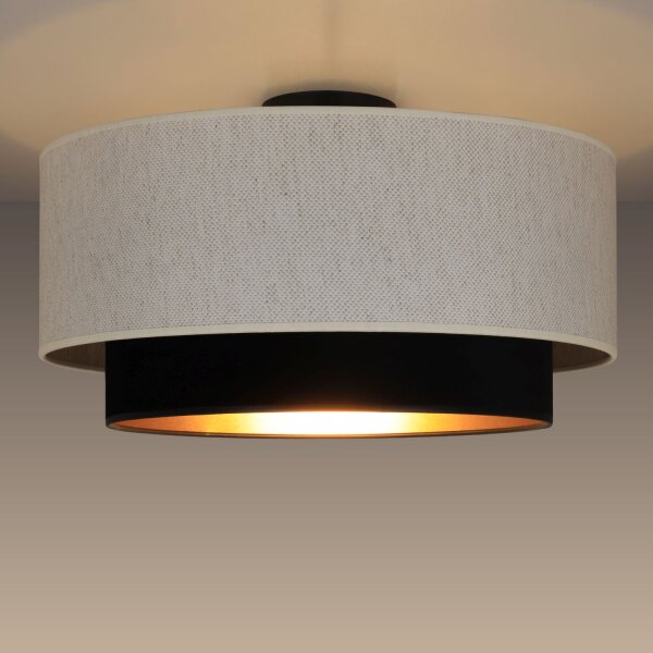 Deckenlampe Samt Schwarz Weiß E27 Ø45 cm gemütlich
