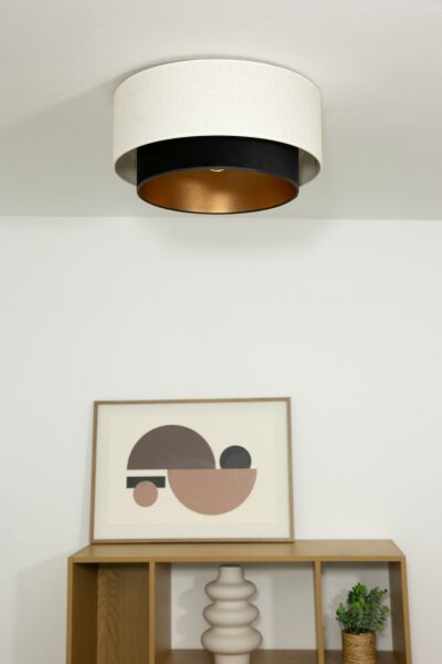 Deckenlampe Samt Schwarz Weiß E27 Ø45 cm gemütlich