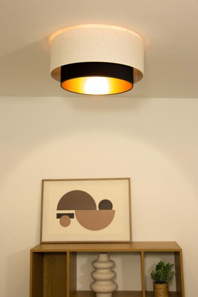 Deckenlampe Samt Schwarz Weiß E27 Ø45 cm gemütlich