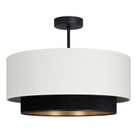 Deckenlampe Stoff Schwarz Wei&szlig; E27 &Oslash;45 cm wohnlich