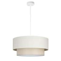 Pendelleuchte Stoff Hellbeige Weiß E27 Ø45 cm