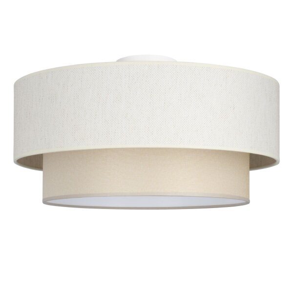 Deckenlampe Stoff Weiß Hellbeige E27 Ø45 cm wohnlich