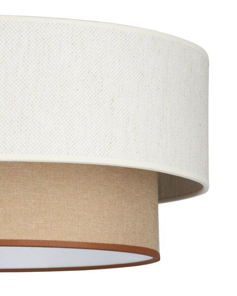 Pendelleuchte Stoff Beige Weiß E27 Ø45 cm wohnlich