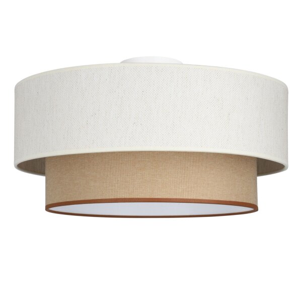 Deckenlampe Stoff Weiß Beige E27 Ø45 cm gemütlich