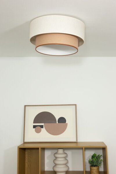 Deckenlampe Stoff Weiß Beige E27 Ø45 cm gemütlich