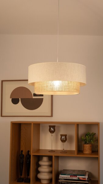 Pendelleuchte Jute Weiß Beige E27 Ø45 cm gemütlich