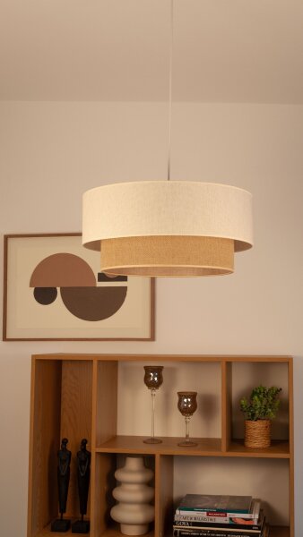 Pendelleuchte Jute Weiß Beige E27 Ø45 cm gemütlich