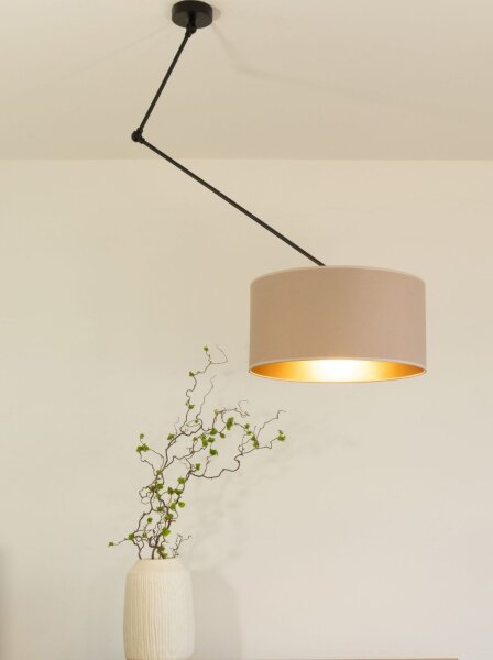 Deckenlampe flexibel Stoff Schwarz Gold E27 Ø40 cm