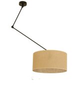 Deckenlampe verstellbar Stoff Schwarz Beige E27...