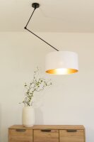 Deckenlampe schwenkbar Stoff Schwarz Weiß E27...
