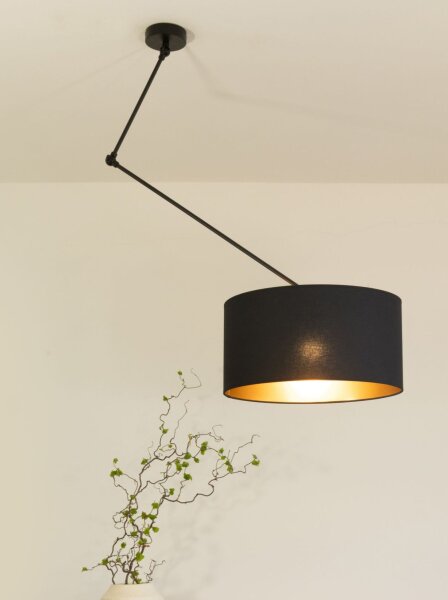 Deckenlampe verstellbar Stoff Schwarz Gold E27 Ø40 cm