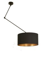 Deckenlampe verstellbar Stoff Schwarz Gold E27 Ø40 cm