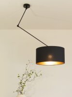 Deckenlampe verstellbar Stoff Schwarz Gold E27 Ø40 cm