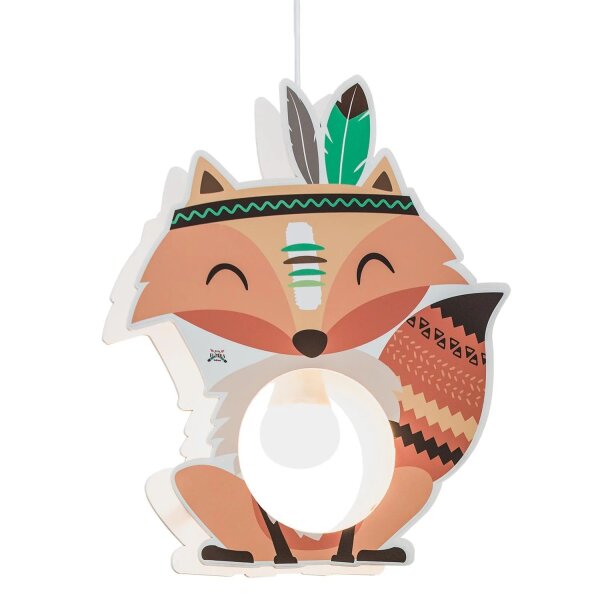 Hängeleuchte Kinder Fuchs B: 25 cm Weiß Bunt für E27