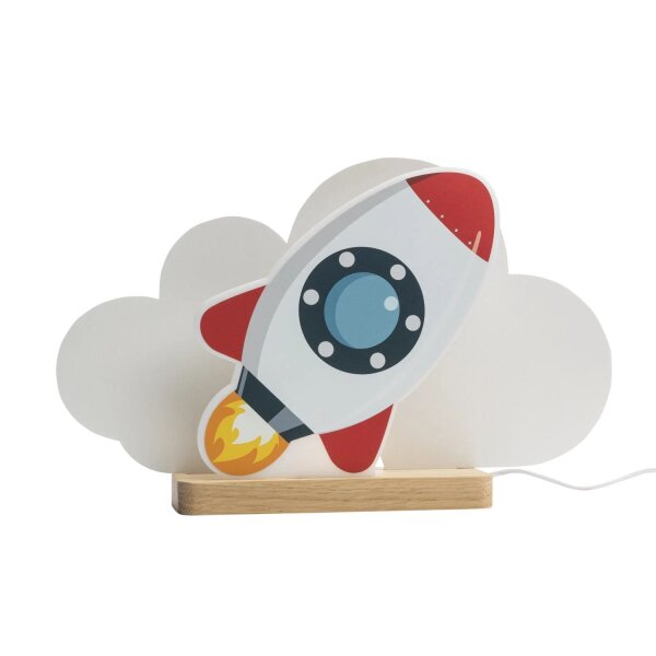 LED Tischlampe Kinderzimmer B: 35 cm Rakete Wolke Dimmbar