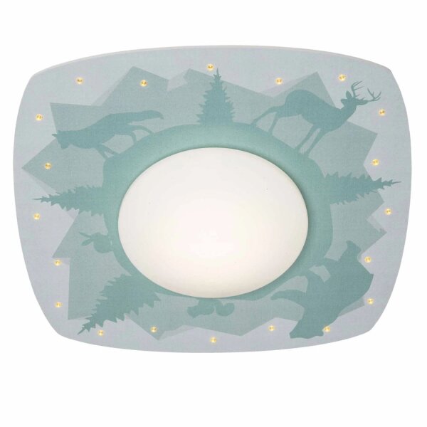 Deckenlampe LED Kinderzimmer B: 56 cm Holz Wald Tiere