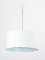 Suspension Abat-jour Blanc Bleu Tissu rond R&eacute;tro