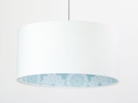 Pendelleuchte Schirm Weiß Blau Stoff rund Retro