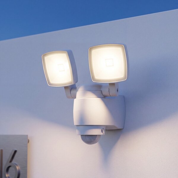 LED Außenlampe mit Bewegungsmelder Weiß IP44 AMINA