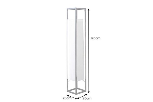 Stehleuchte Papier Edelstahl 120 cm in Wieß Silber 2x E27