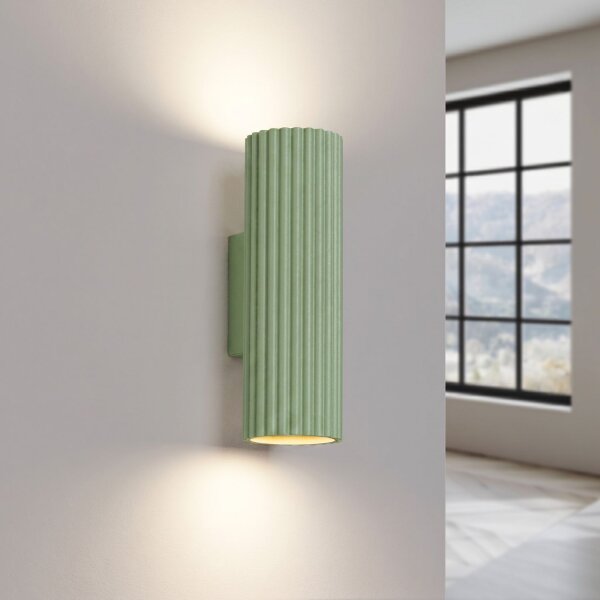 Wandleuchte Up Down Aluminium Salbei GU10 H:20 cm