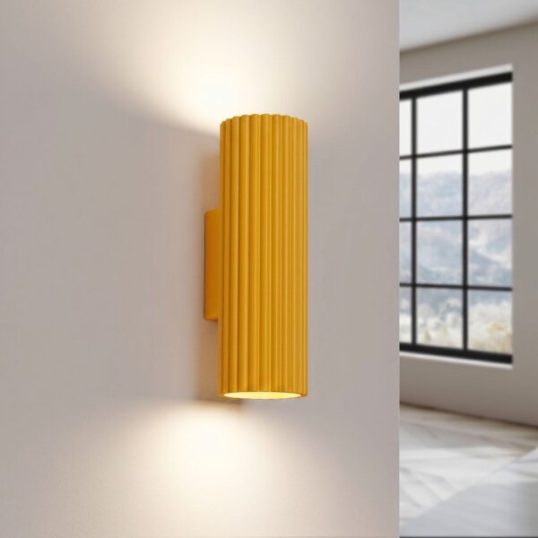 Wandlampe Up Down Aluminium Gelb GU10 H:20 cm