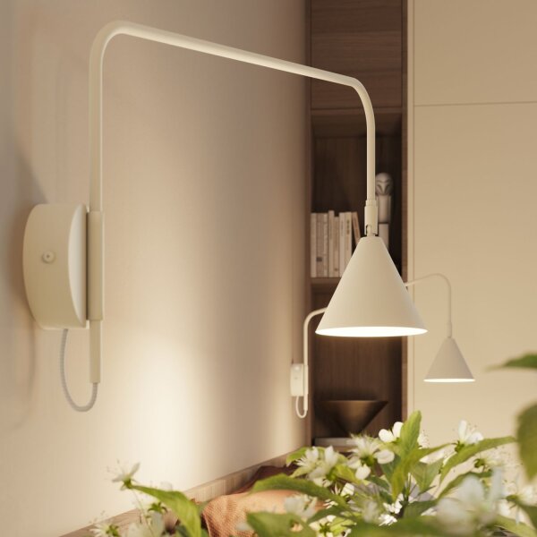 Wandlampe mit Schalter Stahl Beige E14 H:30 cm