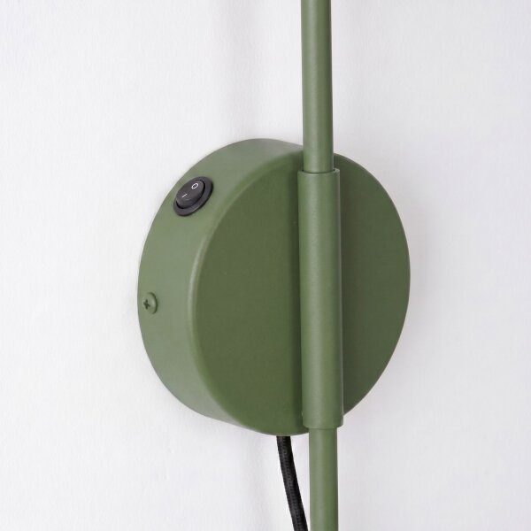 Wandlampe Schalter Stahl Olivgrün E14 H:30 cm blendarm