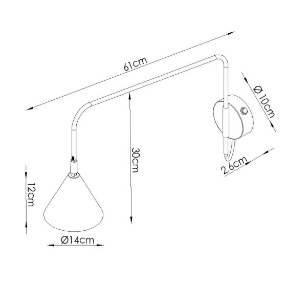 Wandlampe Schalter Stahl Olivgrün E14 H:30 cm blendarm