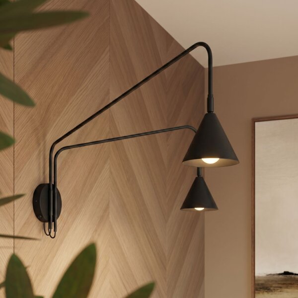 Wandlampe mit Schalter Stahl Schwarz E14 H:30 cm