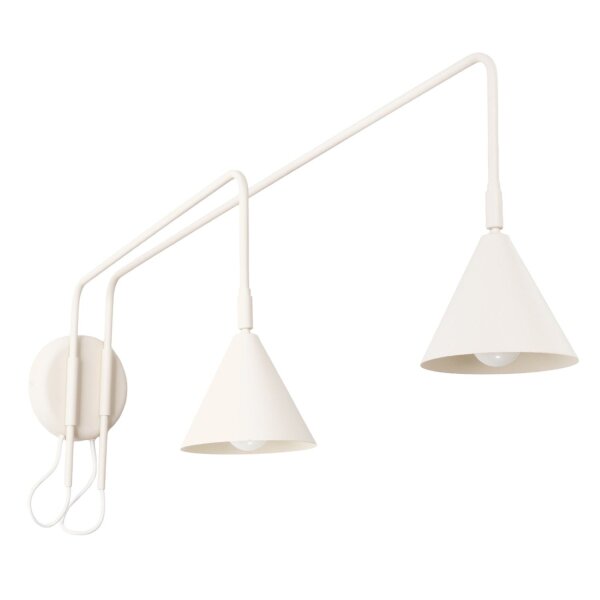 Wandleuchte mit Schalter Stahl Beige E14 H:30 cm