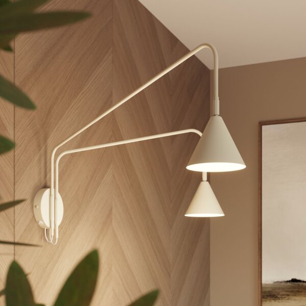 Wandleuchte mit Schalter Stahl Beige E14 H:30 cm