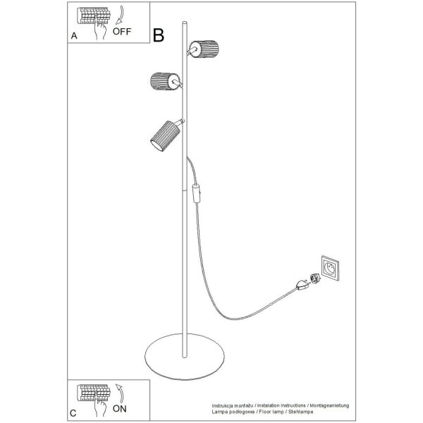 Stehlampe flexibel Weiß GU10 3-flammig H:155 cm