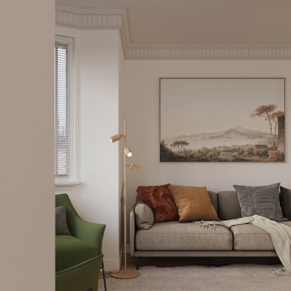 Stehlampe verstellbar Aluminium Gold GU10 H:155 cm