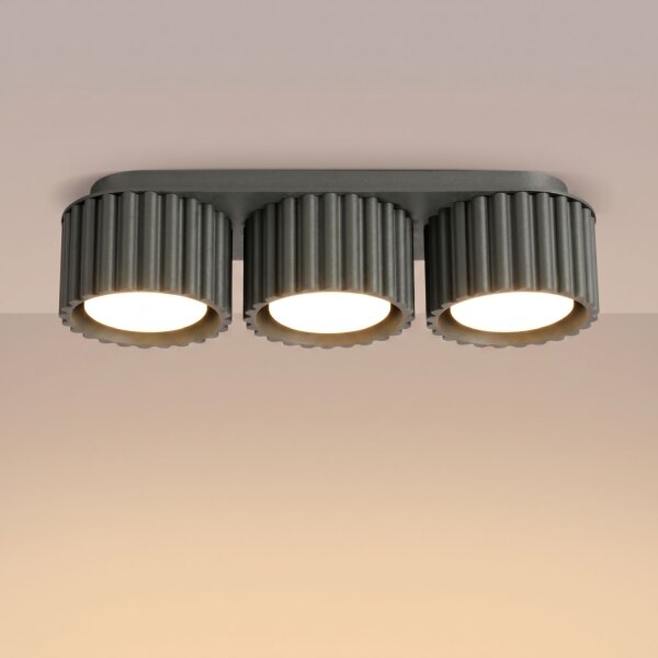 Deckenlampe 3-flammig Aluminium Schwarz GX53 L:32,5 cm