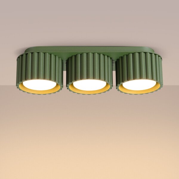Deckenlampe 3-flammig Aluminium Olivgrün GX53 L:32,5 cm