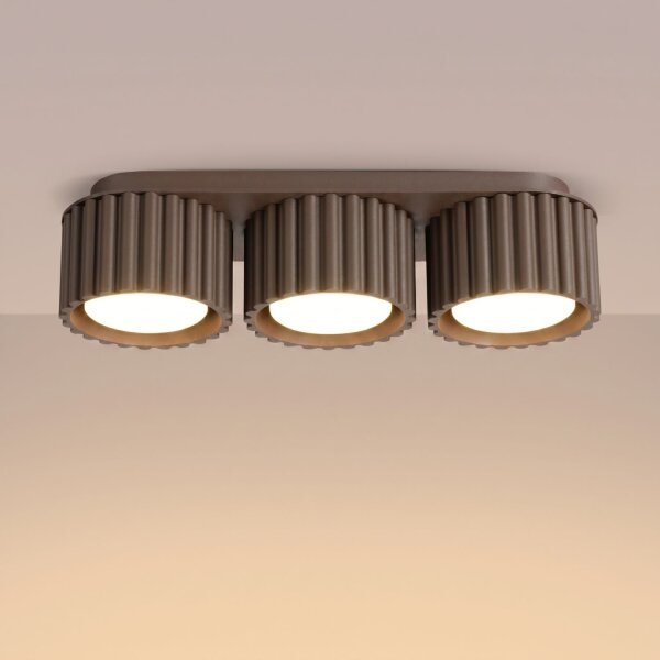 Deckenlampe 3-flammig Aluminium Braun GX53 L:32,5 cm