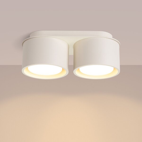 Deckenleuchte 2-flammig Aluminium Beige GX53 L:21 cm