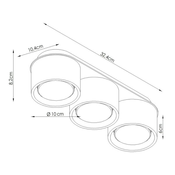 Deckenlampe 3-flammig Aluminium Braun GX53 L:32,4 cm