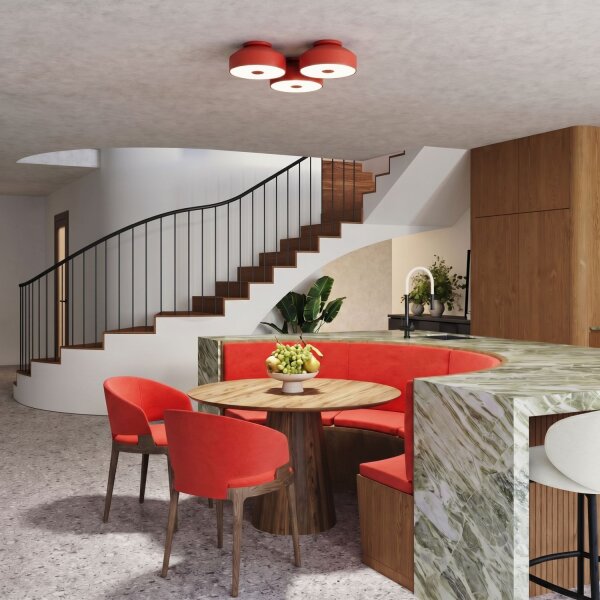 Deckenlampe Stahl Rot E27 Ø30 cm blendarm rund