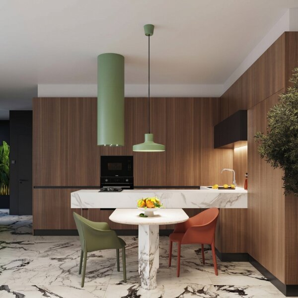 Hängelampe Stahl Salbei E27 Ø35 cm modern rund