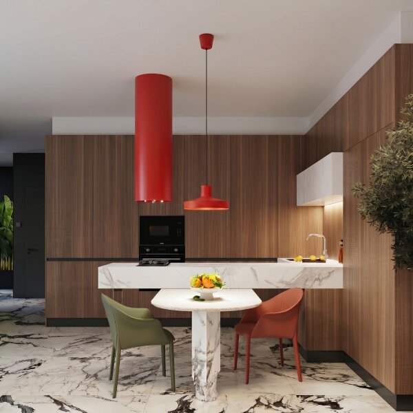 Pendelleuchte Stahl Rot E27 Ø35 cm modern rund
