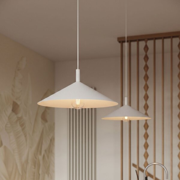 Pendelleuchte Stahl Weiß E27 Ø40 cm modern rund