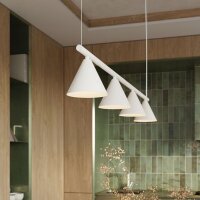 Pendelleuchte 4-flammig Stahl Weiß E14 L:122 cm