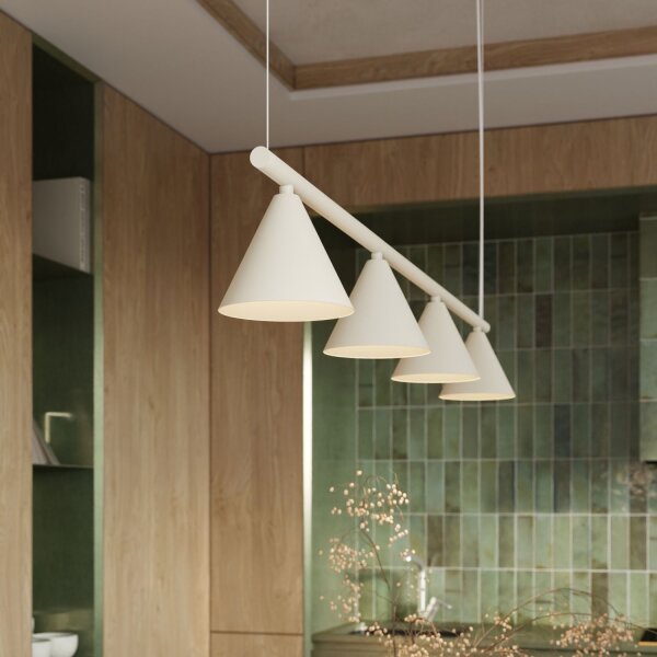 Hängelampe 4-flammig Stahl Beige E14 L:122 cm