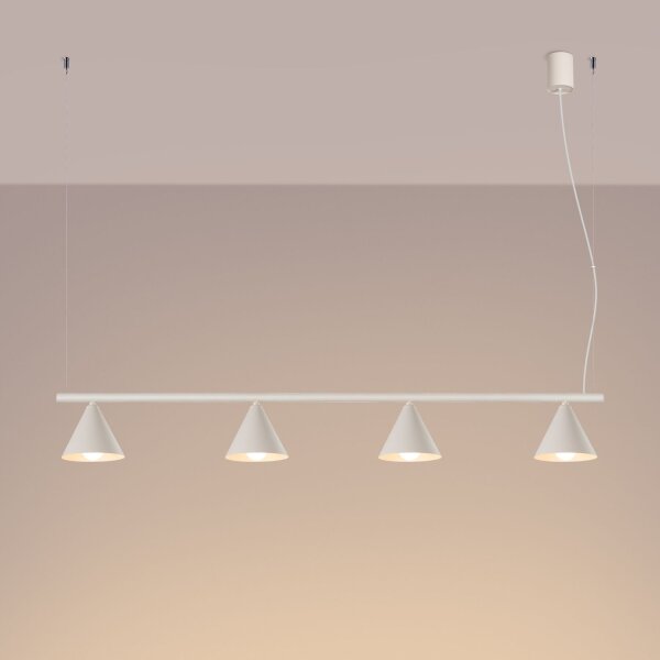 Hängelampe 4-flammig Stahl Beige E14 L:122 cm