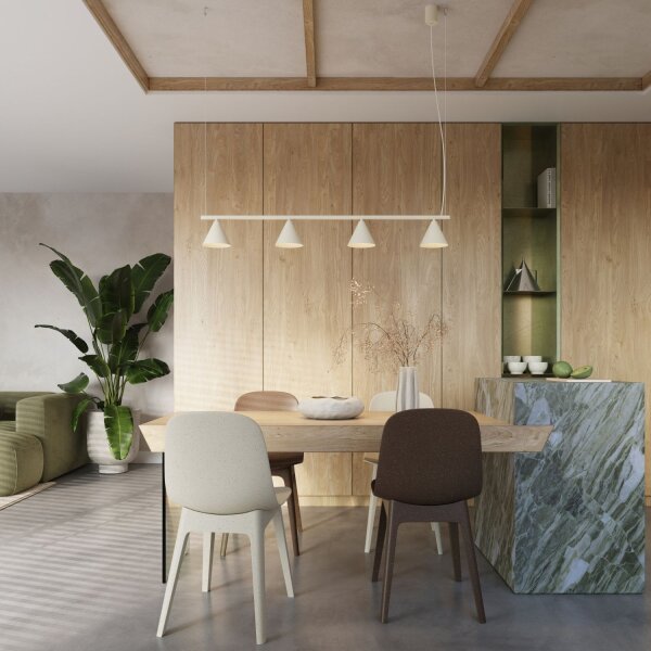 Hängelampe 4-flammig Stahl Beige E14 L:122 cm